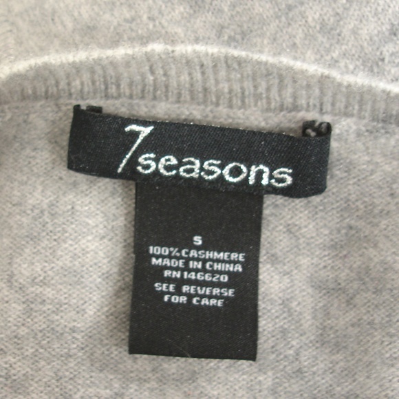 7 SEASONS GRAY CASHMERE CUTOUT SLEEVES SWEATER S - Picture 8 of 8